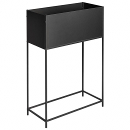 Beliani-TAPIEN-Verhoogdeplantenbak-Zwart-70x30x100cm-Metaal