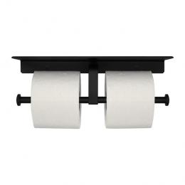 QUVIOToiletrolhouderdubbelmeteenplankje-Metaal-Zwart