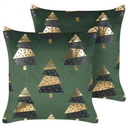 Beliani-GOLDSPRUCE-Sierkussensetvan2-Groen-Fluweel