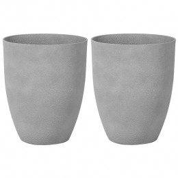 Beliani-CROTON-Bloempotsetvan2-Lichtgrijs-43cm-Stenenmix