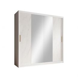 Meubella-KledingkastMarmer2-Wit-200cm-Metspiegel