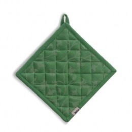 Kela-PannenlapSetvan4StuksKatoenGroenmetBloemen20x20