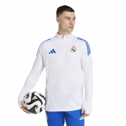 adidasRealMadridTrainingstrui14-ZipEuropees2025-2026WitBlauw