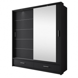 Meubella-KledingkastAutumn-Zwart-200cm-Metspiegel