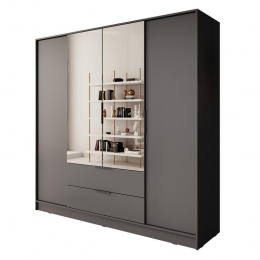 Meubella-KledingkastKaelum-Grijs-206cm-Metspiegel