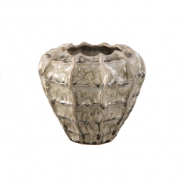 PTMDCedricCreamCeramicRoundWavyPotMixedColorsL