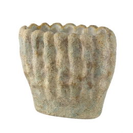 PTMDContinaGreenOvalCementPotThickWavyL