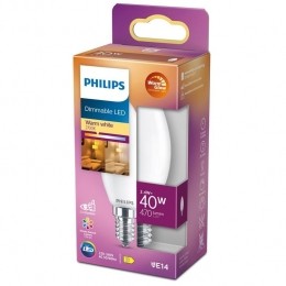 PhilipsLEDKaarsMat-40W-E14-Dimbaarwarmwitlicht
