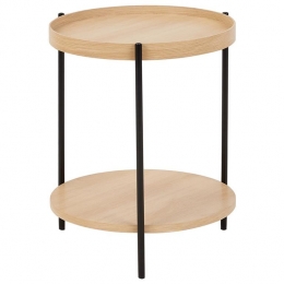 Beliani-LANDER-Bijzettafel-LichtbruinZwart-Hout