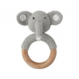 Dutsi-HoutenBijtringRammelaar-MetGebreidDierenfiguurtje-7cm-Olifant