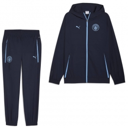 PUMAManchesterCityPumatechWovenTrainingspakHoodedFull-Zip2025-2026DonkerblauwLichtblauw