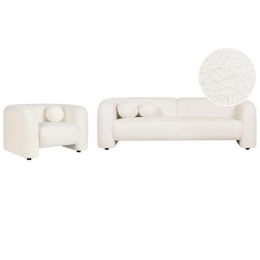 Beliani-LEIREN-Woonkamerset4-zits-Wit-Boucl