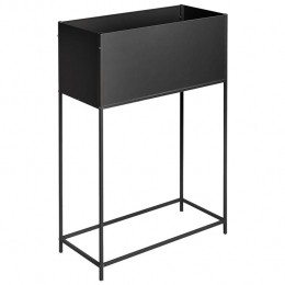 Beliani-TAPIEN-Verhoogdeplantenbak-Zwart-70x30x100cm-Metaal