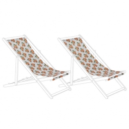 Beliani-ANZIOAVELLINO-Ligstoeldoeksetvan2-Oranje-Polyester