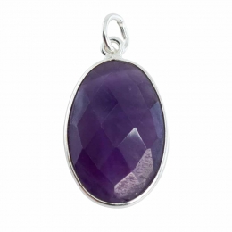 EdelsteenHangerOvaalSpiritualiteit-Amethist-925Zilver20mm
