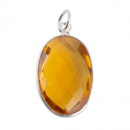 EdelsteenHangerOvaalZelfvertrouwen-Citrien-925Zilver20mm