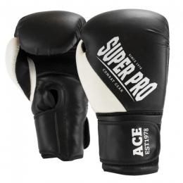 SuperProCombatGearAceKickBokshandschoenen-ZwartWit-10oz