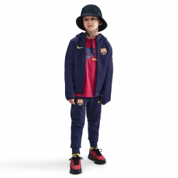 NikeFCBarcelonaTechFleeceTrainingspakFull-Zip2025-2026KidsDonkerpaarsGoud