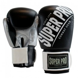 SuperProCombatGearRebelKickBokshandschoenen-ZwartGrijsWit-16oz