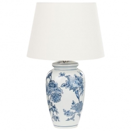 Beliani-BELUSO-Tafellamp-WitBlauw-Porselein