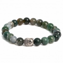 EdelsteenArmbandMosAgaatGroenmetBoeddha