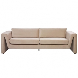 Beliani-MAUNU-Driezitsbank-Zandbeige-Fluweel