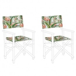 Beliani-CINE-Ligstoeldoeksetvan2-GroenFlamingo-Polyester