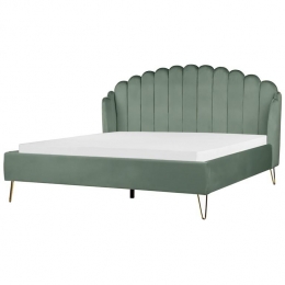 Beliani-AMBILLOU-Tweepersoonsbed-Groen-180x200cm-Fluweel