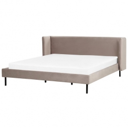 Beliani-ARETTE-Tweepersoonsbed-Taupe-180x200cm-Fluweel
