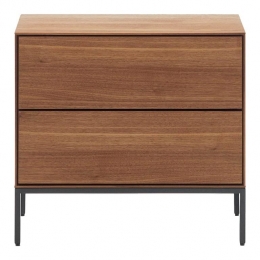 KaveHome-Vedranabijzettafel2ladeninwalnootfineerenzwarte