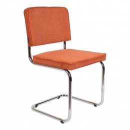 ZuiverRidgeEetkamerstoel-Ribstof-Oranje