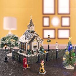 SmallTownChurchSet17x44x27cmKerstdorpLEMAX-Lemax