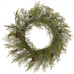 Beliani-PANRUN-Kerstkrans-Groen-70cm-Synthetisch