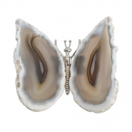 EdelsteenGrijzeAgaatVlinder-Zilverkleurigca7x5cm