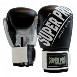 SuperProCombatGearRebelKickBokshandschoenen-ZwartGrijsWit-12oz