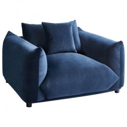 Beliani-LUVOS-Fauteuil-Donkerblauw-Fluweel