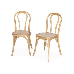 sweeek-Vintagehoutenenrotanstoelsetvan2