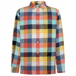 KnowledgeCottonApparel-LooseFitCheckeredSlubShirt-OverhemdmaatSmeerkleurig