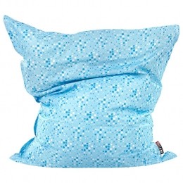 Beliani-FUZZY-Zitzakhoes-LichtblauwStippen-140x180cm-Nylon