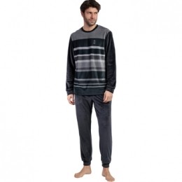 PyjamasnachthemdenAdmasFluwelenpyjamabroektoplangemouwenStripeHype