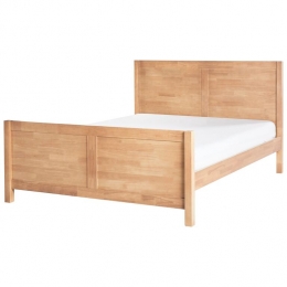 Beliani-CHAMPAGNAT-Tweepersoonsbed-Lichtbruin-140x200cm-Rubberhout