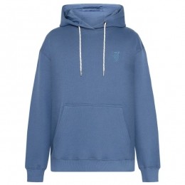 KnowledgeCottonApparel-LooseKangarooPocketSweatwithEmbroidery-HoodiemaatMblauw