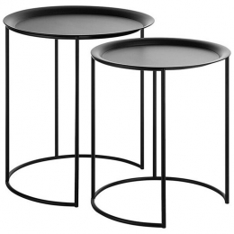 Beliani-TWINS-Bijzettafelsetvan2-Zwart-Metaal