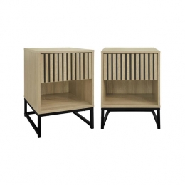 sweeek-Setvan2eigentijdsenachtkastjesmetgegroefdhouteffect1