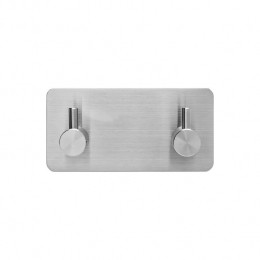 XIVADAHanddoekhakenDuo-Rvs-Plakstrip-Zilver-2in1