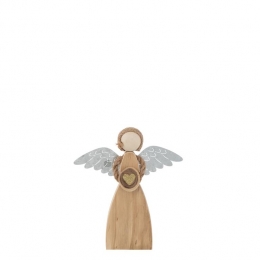 J-LinefiguurEngelHart-houtmetaal-bruin