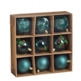MicaDecorationsKerstballenSet-9Stuks-8cm-Onbreekbaar-Groen