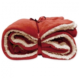 UniqueLivingLarscoralfleecesuedeplaid150x200cmredwood