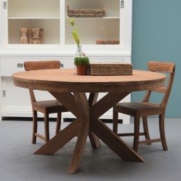 LivingfurnRondeEettafelBeek130cmTeakhout