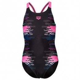 Arena-GirlsRhythmSwimsuitVBackL-Badpakmaat128zwart